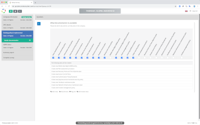 Predefined privacy policy document templates